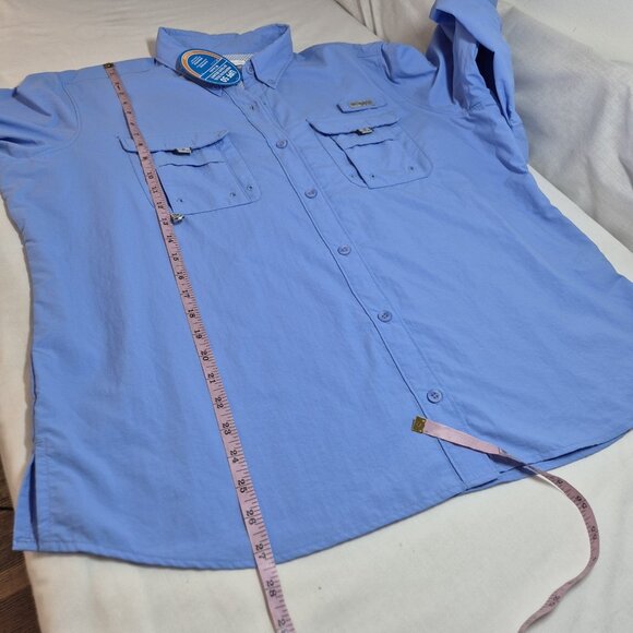Columbia Women's Shirt Size 1X Button Up Blue PFG Fishing Omni Shade Top (20) - Picture 11 of 15